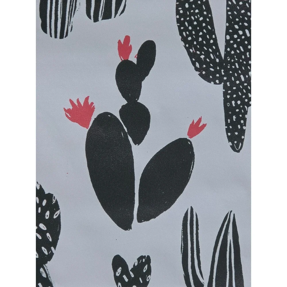 Cactus Wall Hanging Black White Canvas Tapestry Desert Decor Pink Flowers 40x40